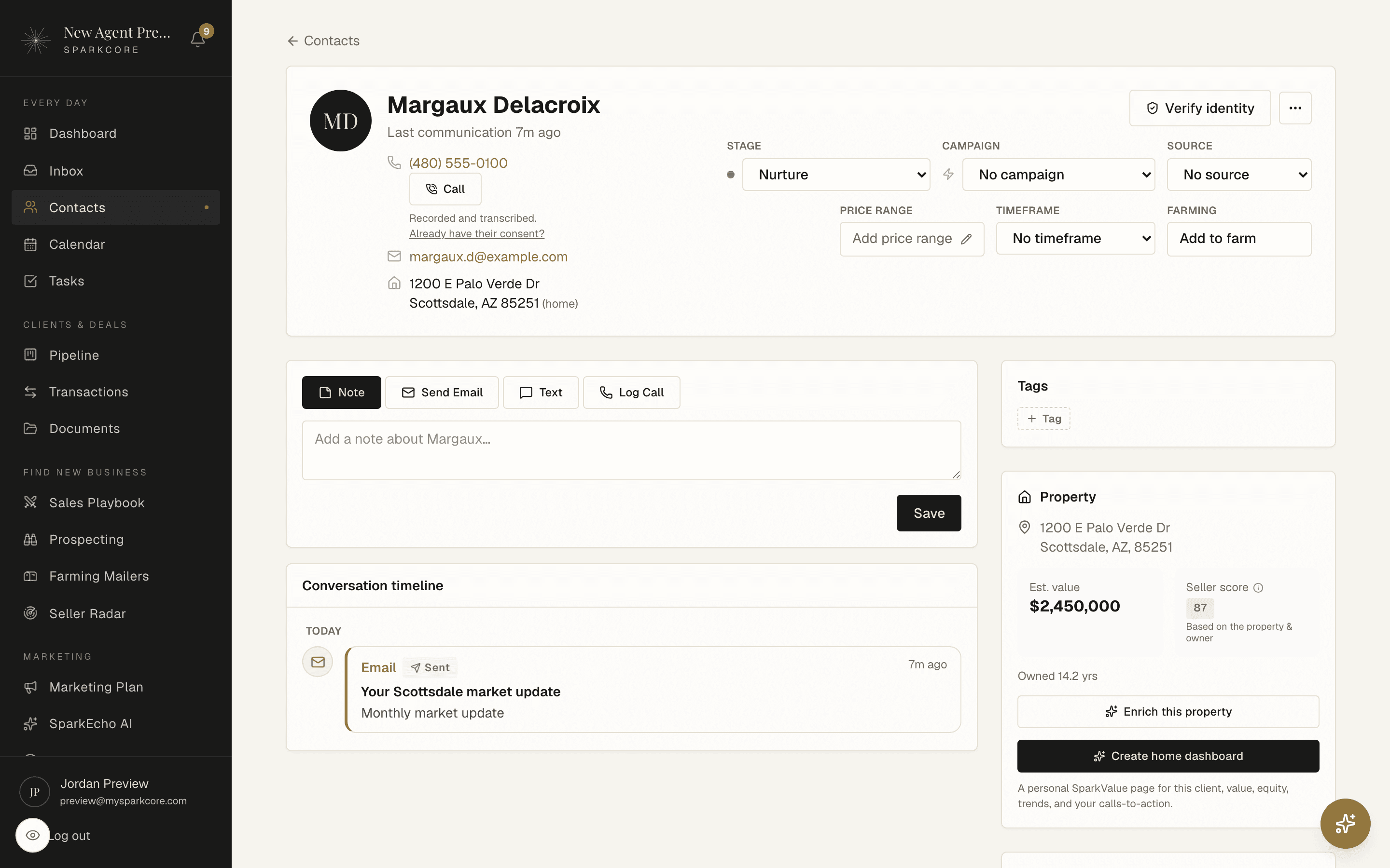 The daily workspace in SparkCore